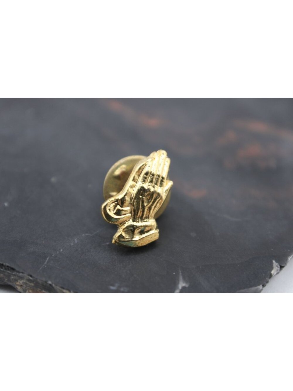Gold-Tone Praying Hands Lapel Pin Clutch Back Religious Symbol .5" Vintage Small